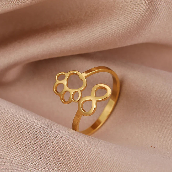 Adjustable Infinity Paw Ring – Stainless Steel