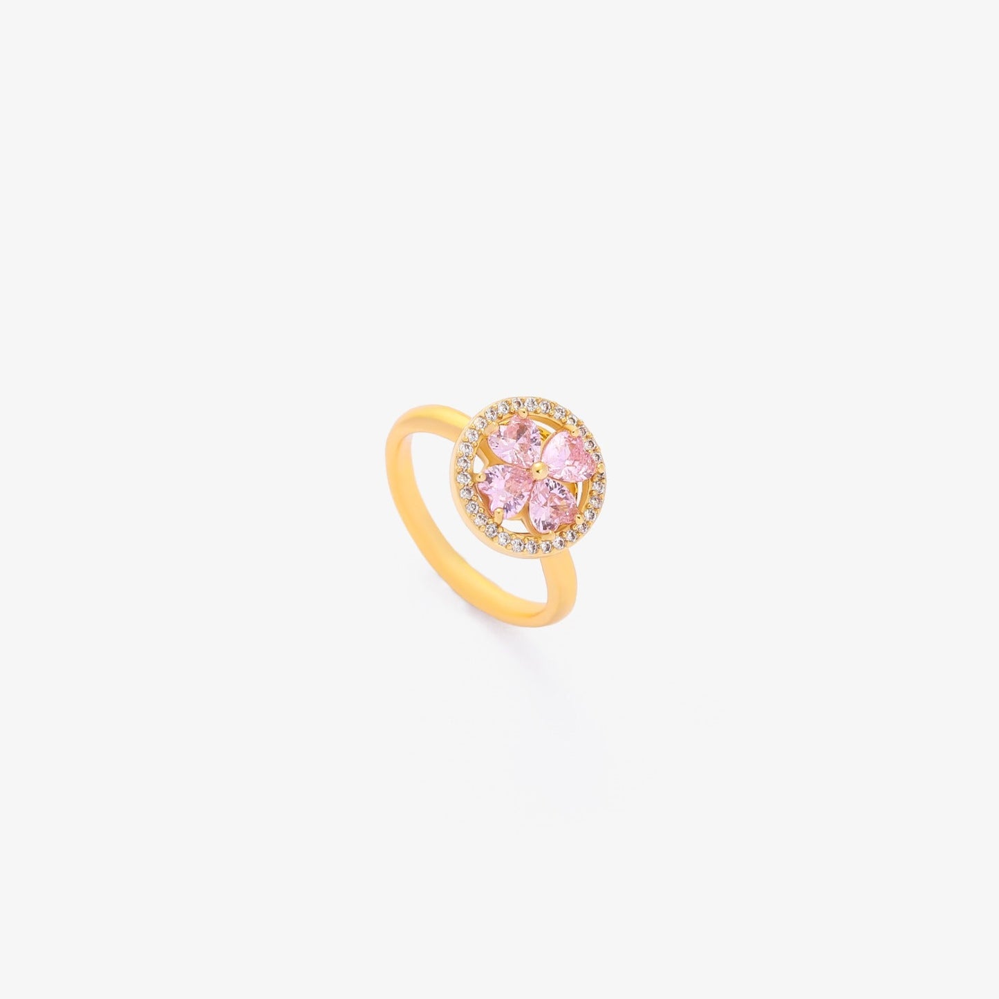 Pink Heart Bloom Spinning Ring | Gold